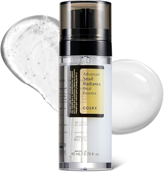 COSRX Niacinamide 5% + Snail Mucin 74% Dual Essence, Anti aging Face Serum for Dull Skin, Hydrating, Brightening, Repairing, 2.70 fl.oz / 80ml, Sensitive Skin, Not Tested on Animals, Korean Skincare