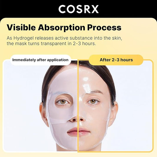 COSRX Advanced Snail Mucin Glass Glow Hydrogel Face Masks Skincare, Collagen Mask, Overnight Peel Off Korean Face Mask for Hydration Boost, Glass Skin Face Mask Korean Skincare, Pack of 3
