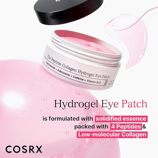 COSRX Peptide Collagen Hydrogel Eye Patches Wrinkle Patches for Puffy Eyes, Dark Circles, Eye Bags, Wrinkles and Fine Lines, Firming and Depuffing Under Eye Masks, Korean Skincare 60 Patches